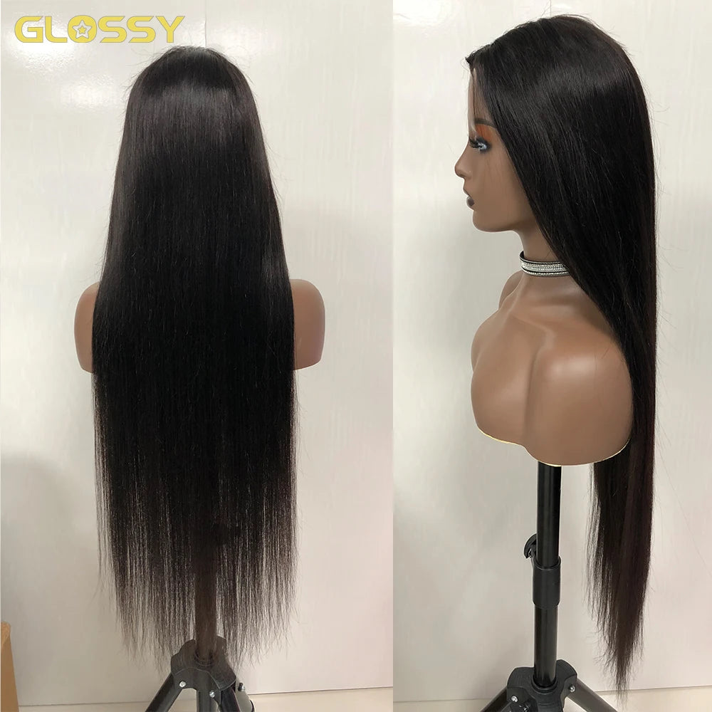 250 Density V Part Bone Straight Glueless Wig Human Hair Ready To Wear  30 Inch Brazilian Wigs for Women