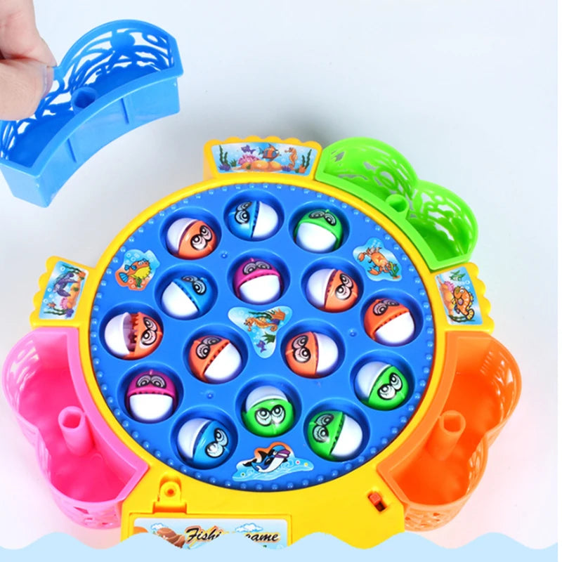 Electric Rotating Fishing Play Game Musical Fish Plate Set Magnetic Indoor/Outdoor Sports Toys for Children