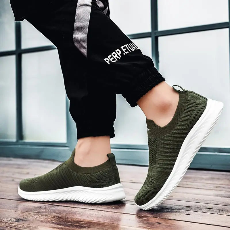 Large Size Summer Without Lacing Men Sneakers Sport Shoes Men's Running Shoes Army Green Snickers