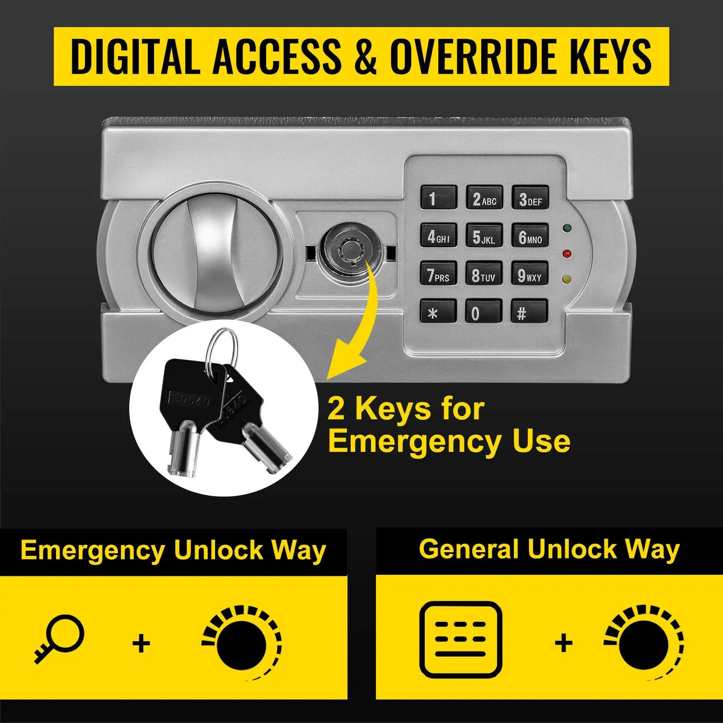 Double Door Safe Deposit Box, Secret Hidden Piggy Bank, Steel, Separate Storage Space Electronic Lock Use for Office/Home