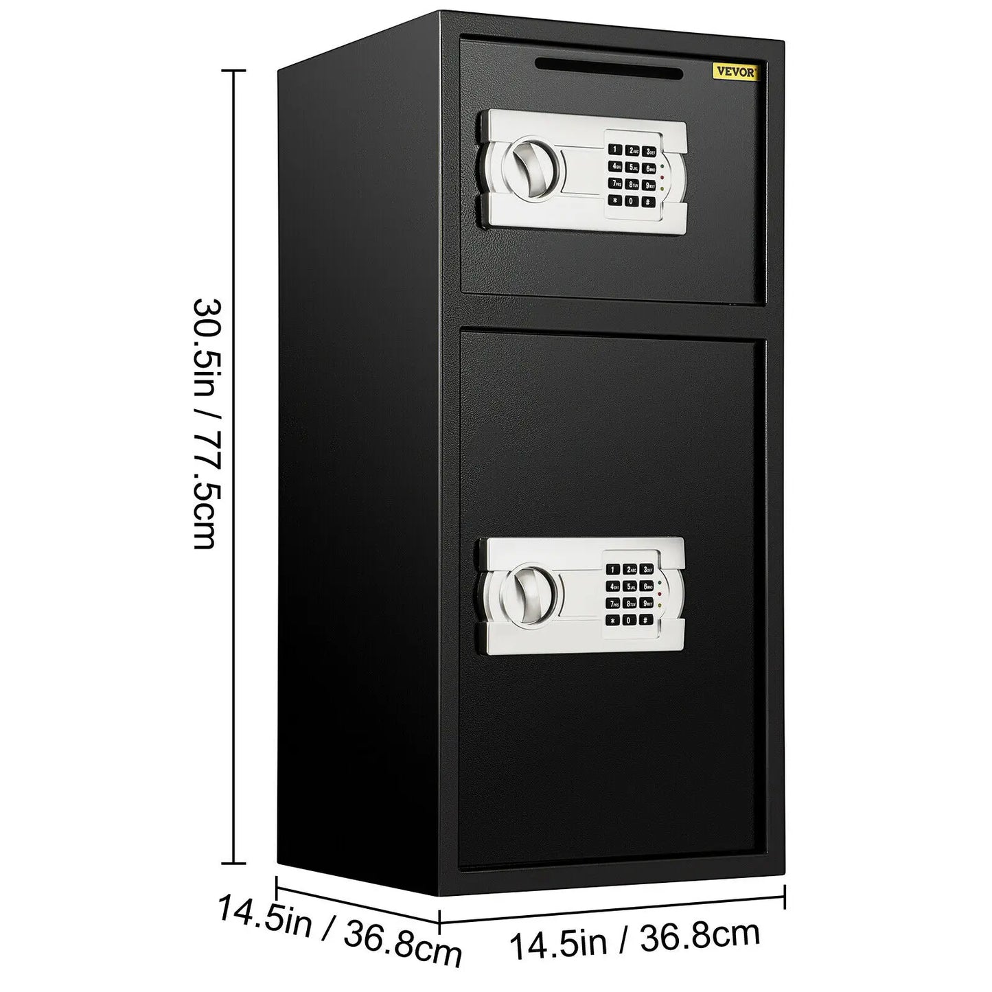 Double Door Safe Deposit Box, Secret Hidden Piggy Bank, Steel, Separate Storage Space Electronic Lock Use for Office/Home