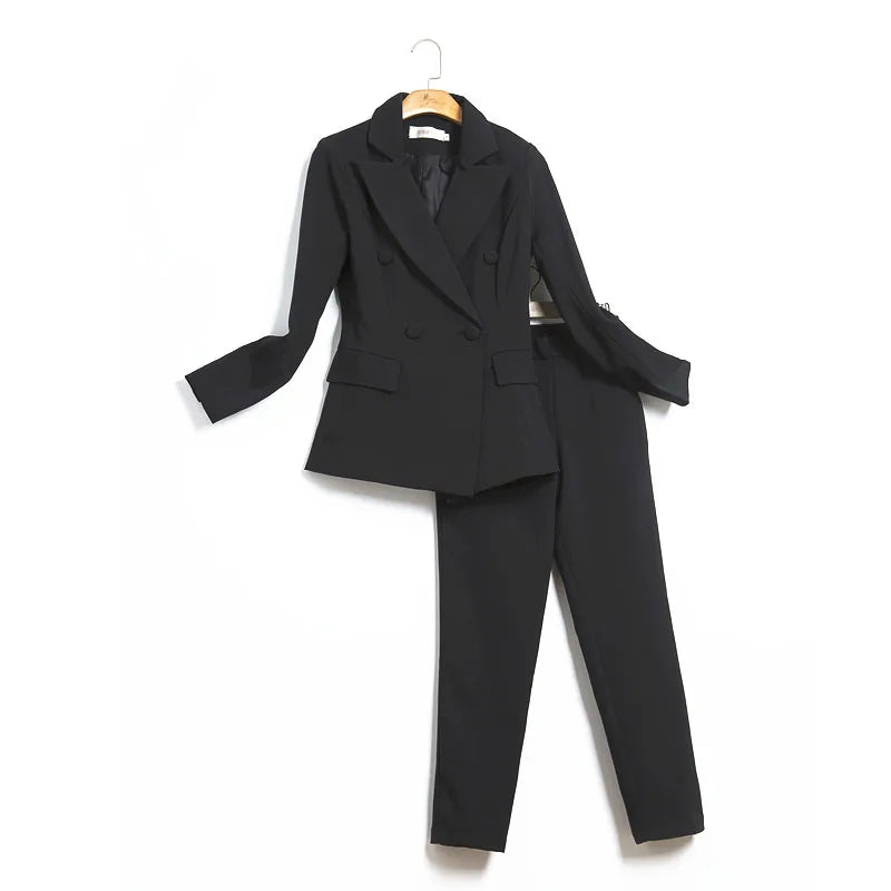 Women white Slim Pant Suits Female suit dress Notch Lapel Women's Business Office Suit