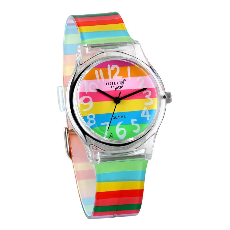 Rainbow Quartz Watch Women Silicone Wrist Watch band