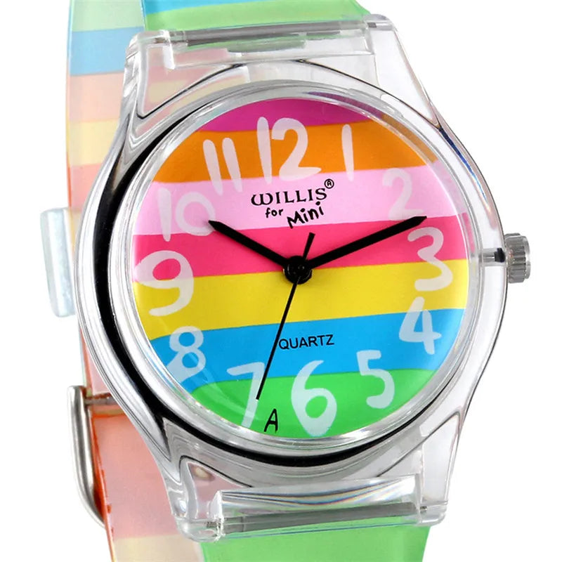 Rainbow Quartz Watch Women Silicone Wrist Watch band