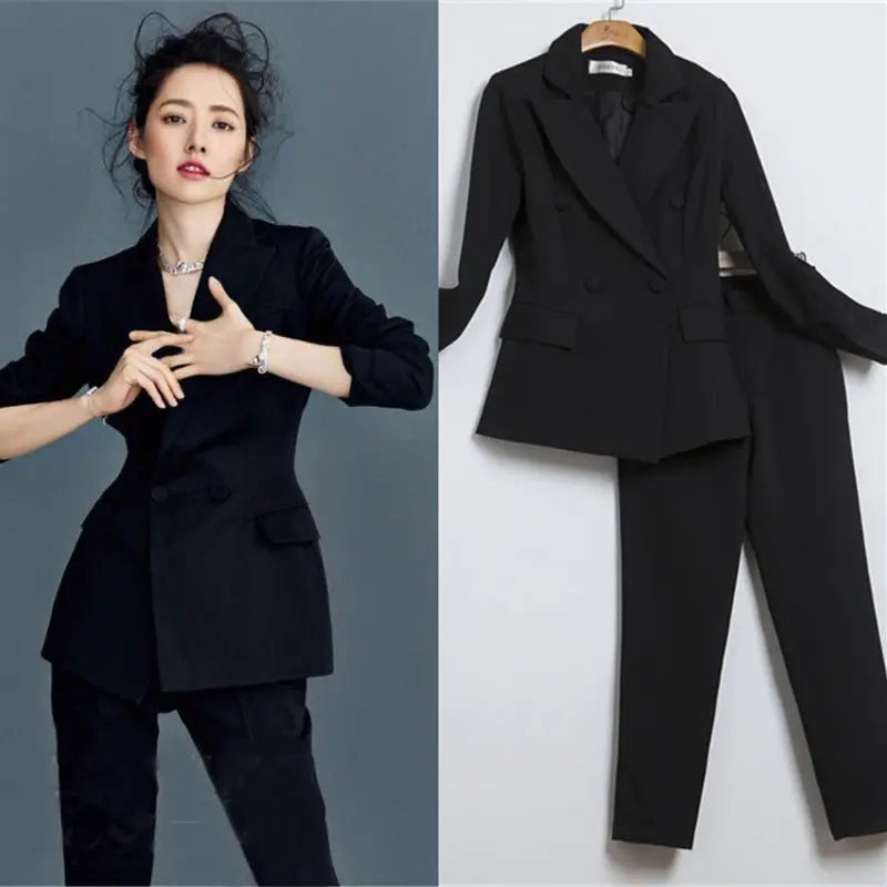 Women white Slim Pant Suits Female suit dress Notch Lapel Women's Business Office Suit