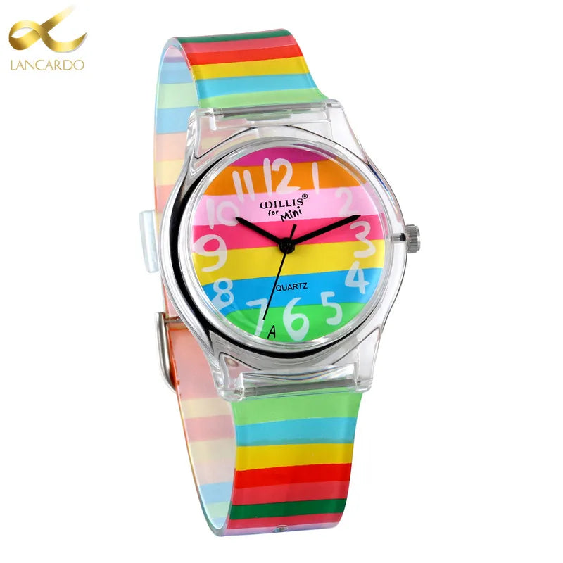 Rainbow Quartz Watch Women Silicone Wrist Watch band