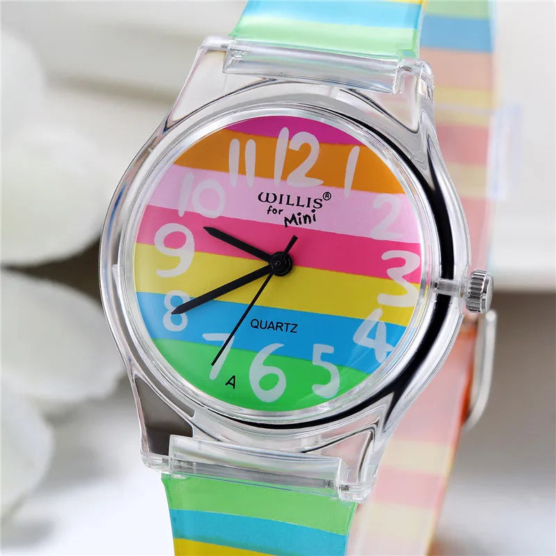 Rainbow Quartz Watch Women Silicone Wrist Watch band