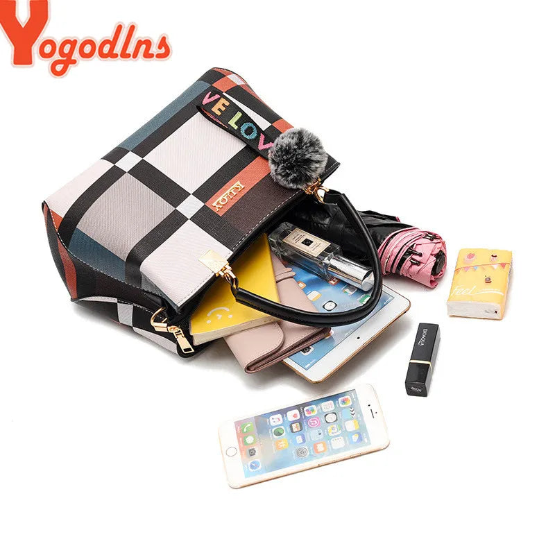 Yogodlns New Luxury Designer Brand Plaid Shoulder Bag - theultimatemarketshop