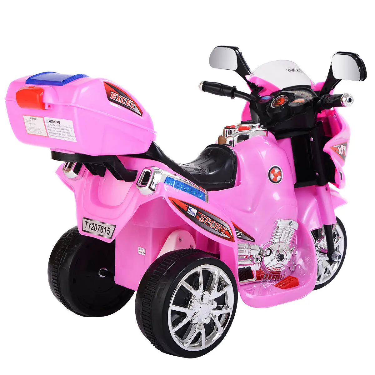 1.86 MPH 3 Wheel Black Ride On Motorcycle Battery Powered Bicycle Kids Toy