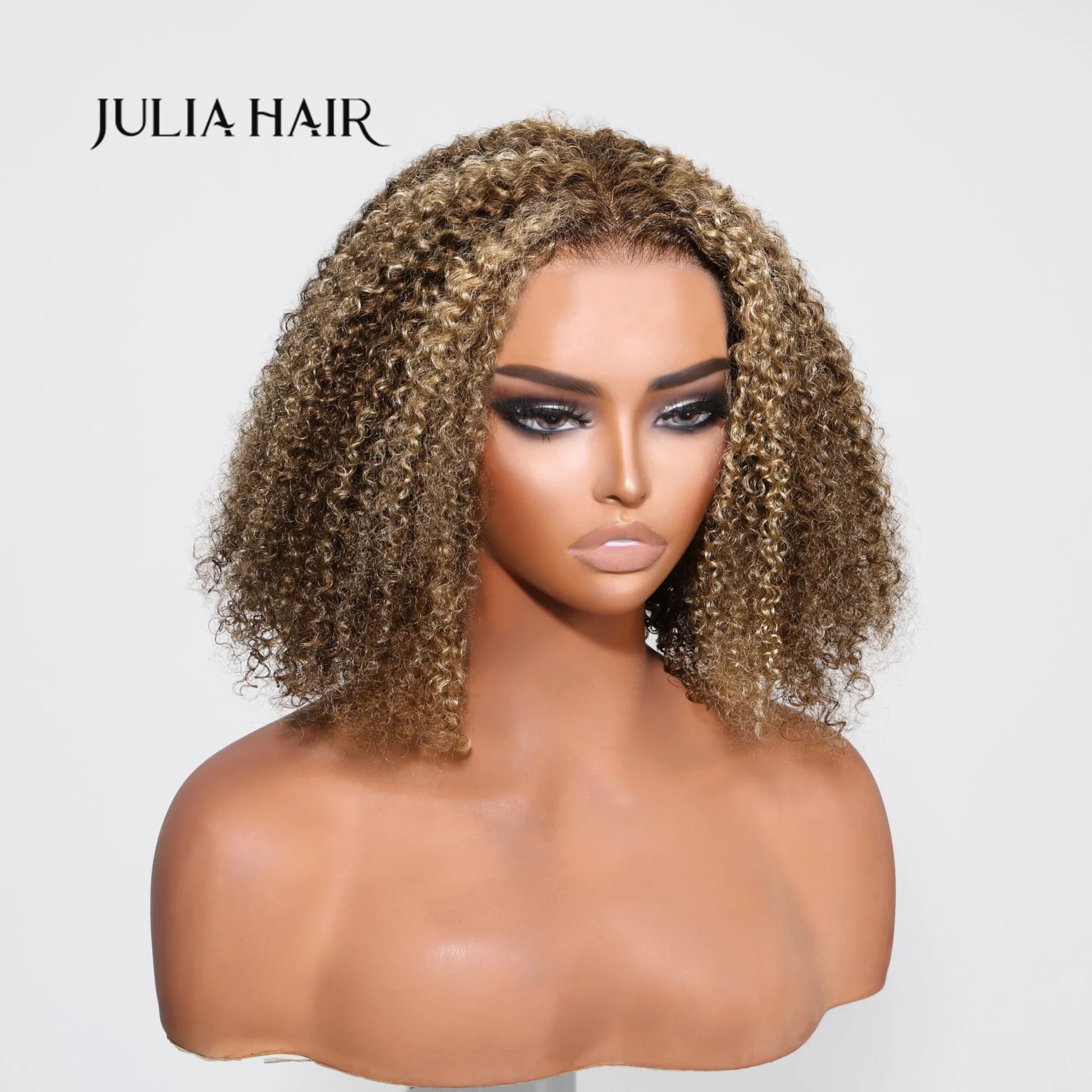 Julia Hair 13x4 Lace Front Highlight Blond Short Curly Bob Human Hair Wigs Pre Pluck With Baby Hair - theultimatemarketshop