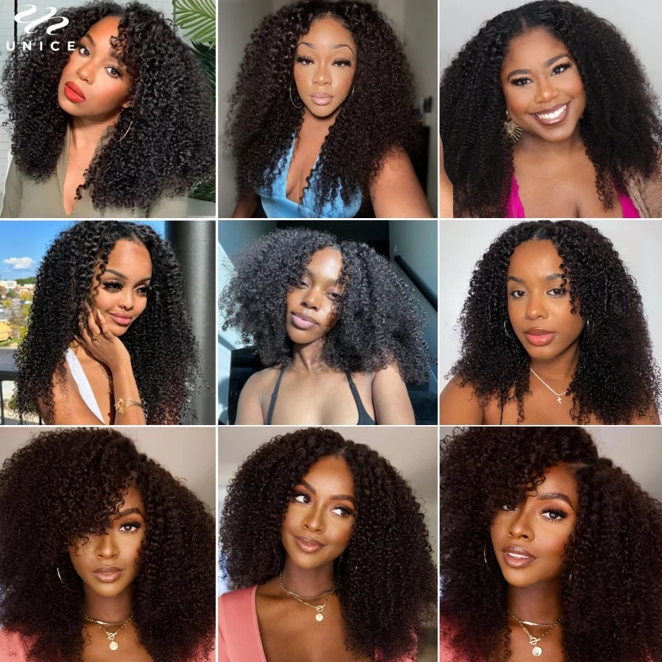 Unice Hair Natural Kinky Curly, V Part Wig Human Hair. - theultimatemarketshop