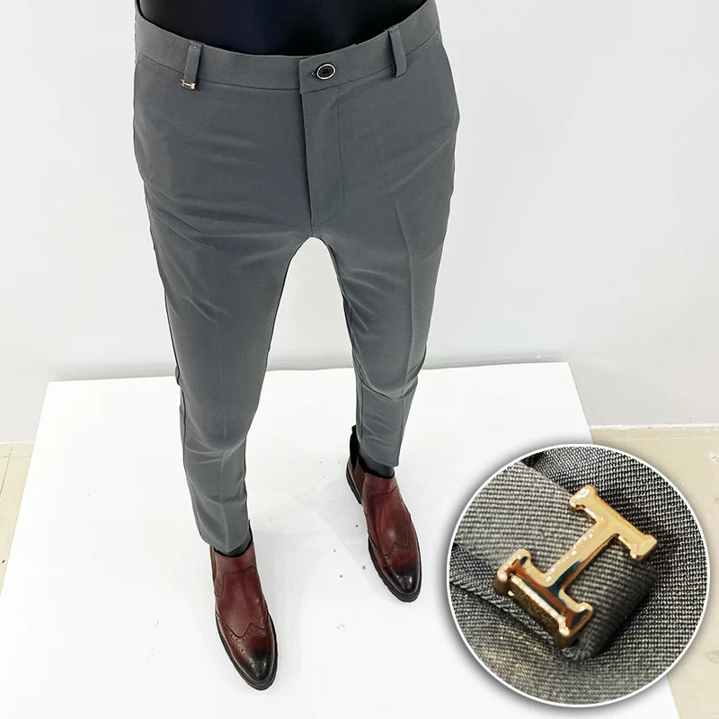 Men's Non-iron Pants New Casual Slim Business Pants  Solid Color Daily Wear Trousers - theultimatemarketshop