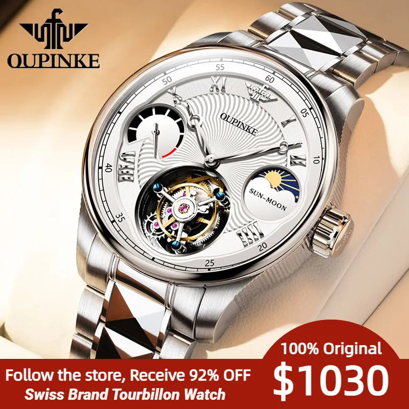 OUPINKE Swiss TOP Brand Men Watch Steel Sapphire Wrist watches - theultimatemarketshop