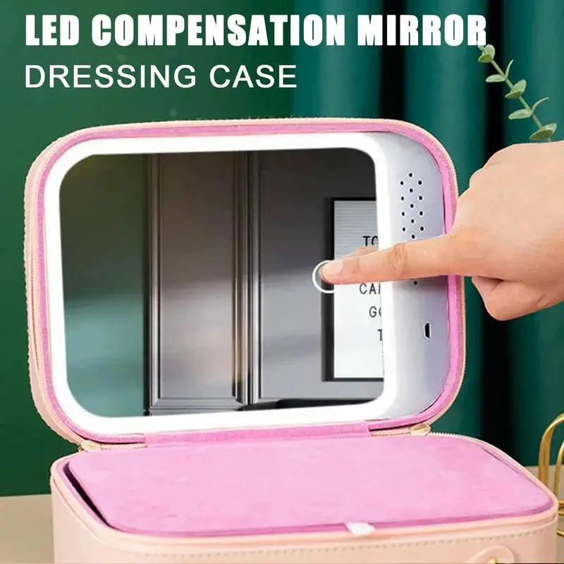 2024 New Lighted Cosmetic Case With Mirror LED Portable Cosmetic Bag Large-capacity Makeup Storage Box Waterproof