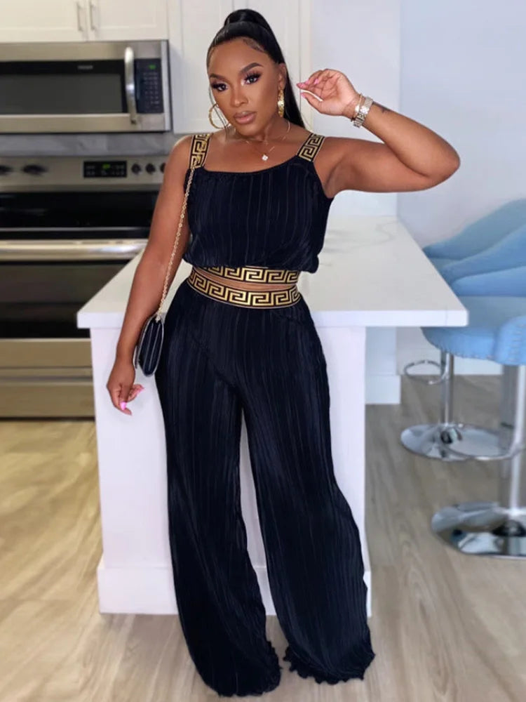 Elegant Sleeveless Printed  Crop Top And Palazzo Pants Set - theultimatemarketshop