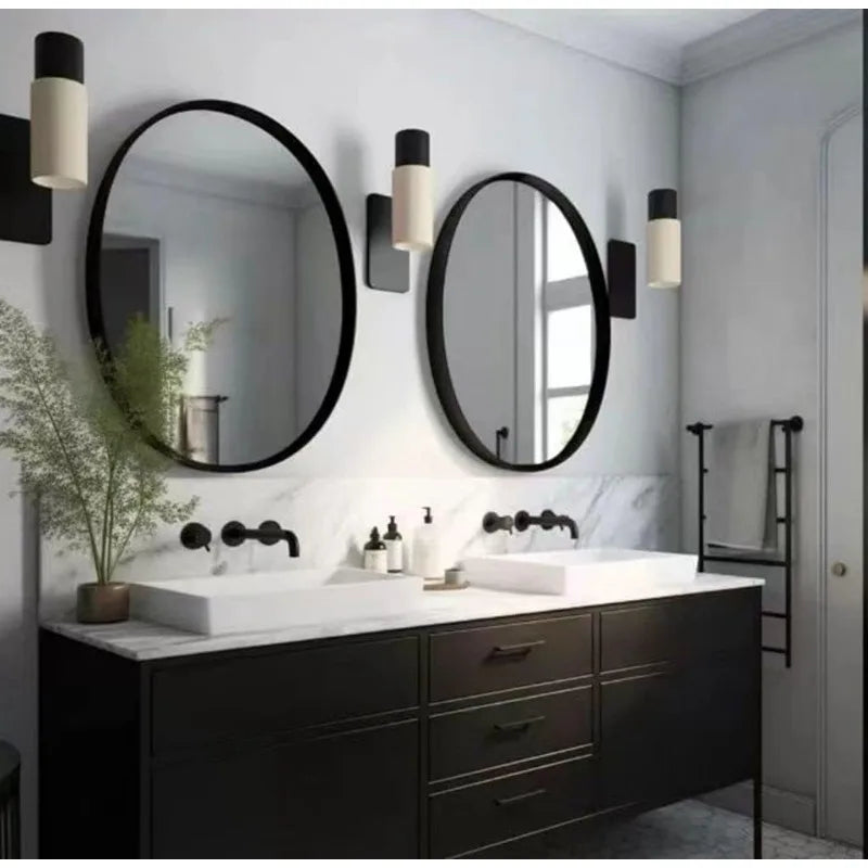 2-Pack Black Bathroom Mirrors , Metal Frame Rectangle Mirror, Modern