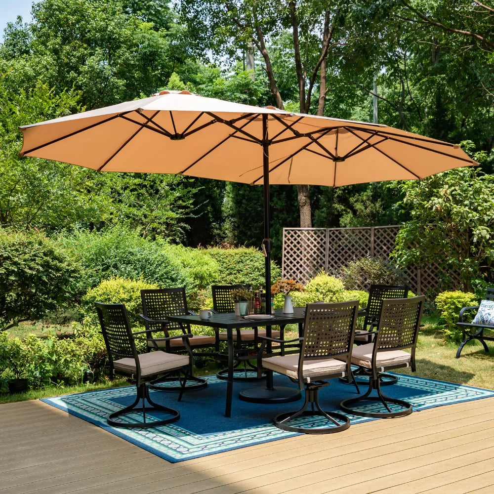 15ft Double-Sided Patio Umbrella with Base 15.00 X 9.00 X 7.80 Feet - - theultimatemarketshop