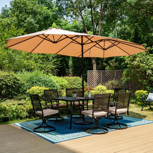 15ft Double-Sided Patio Umbrella with Base 15.00 X 9.00 X 7.80 Feet - - theultimatemarketshop