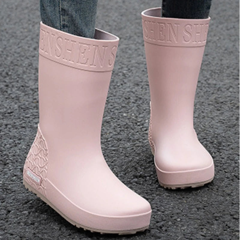 Rain Boots Ladies Waterproof Work Safety Galoshes Women Mid Calf Rubber Boots Non Slip