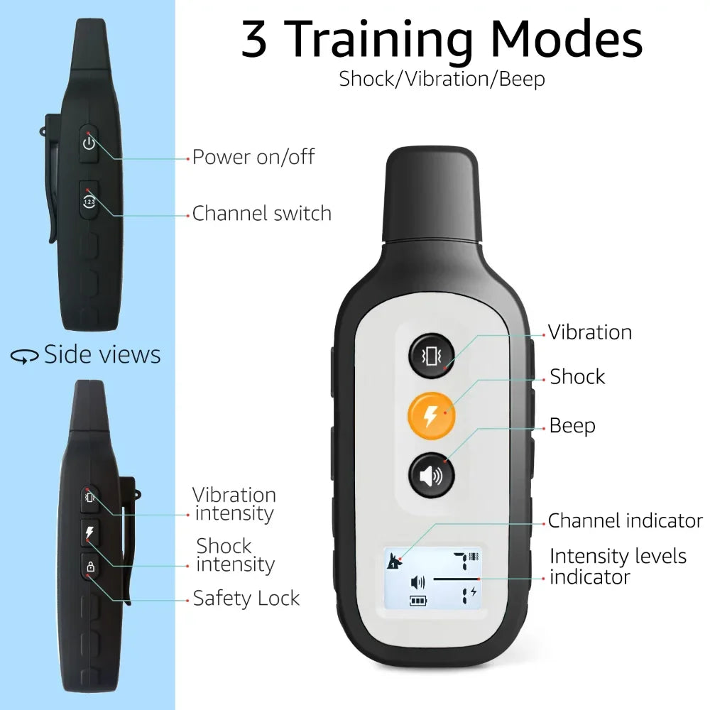 Training Shock Collar for Dogs with Remote, Fully Waterproof Vibration and Beep Electric Trainer, Small To Large