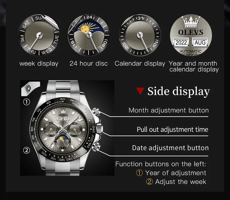 OLEVS Automatic Mechanical Watch for Men Stainless Steel - theultimatemarketshop