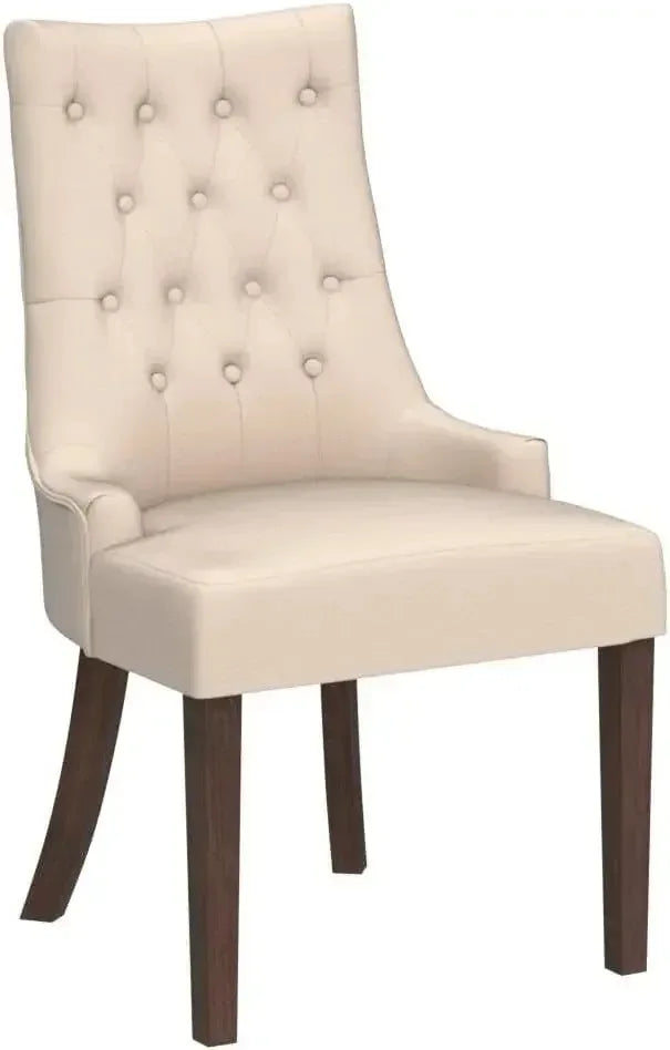 Wingback Upholstered Dining Chairs Set of 6, Fabric Side Dining Room Chairs with Tufted Button,