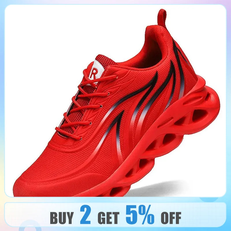 Fashion Running Shoes Men Flame Printed Lightweight  Sneakers Knit Athletic Sports Blade - theultimatemarketshop