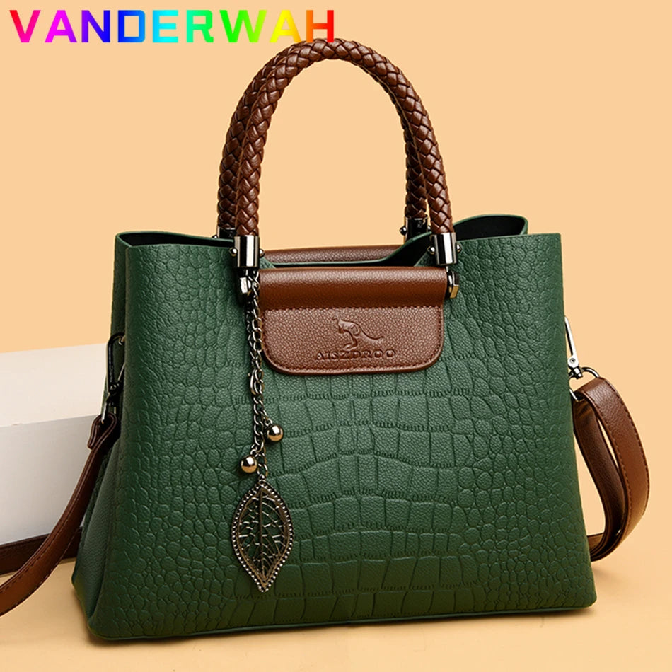 Brand Leather 3 Layers Alligator Crossbody Bag for Women - theultimatemarketshop