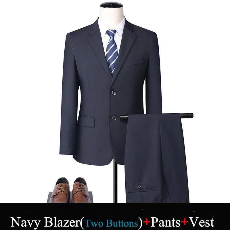 High Quality Suits Blazer Trouser Set Gentleman Business Elegant Formal Party Wedding Suits Plus Size 10xl Mens Two Piece Sets