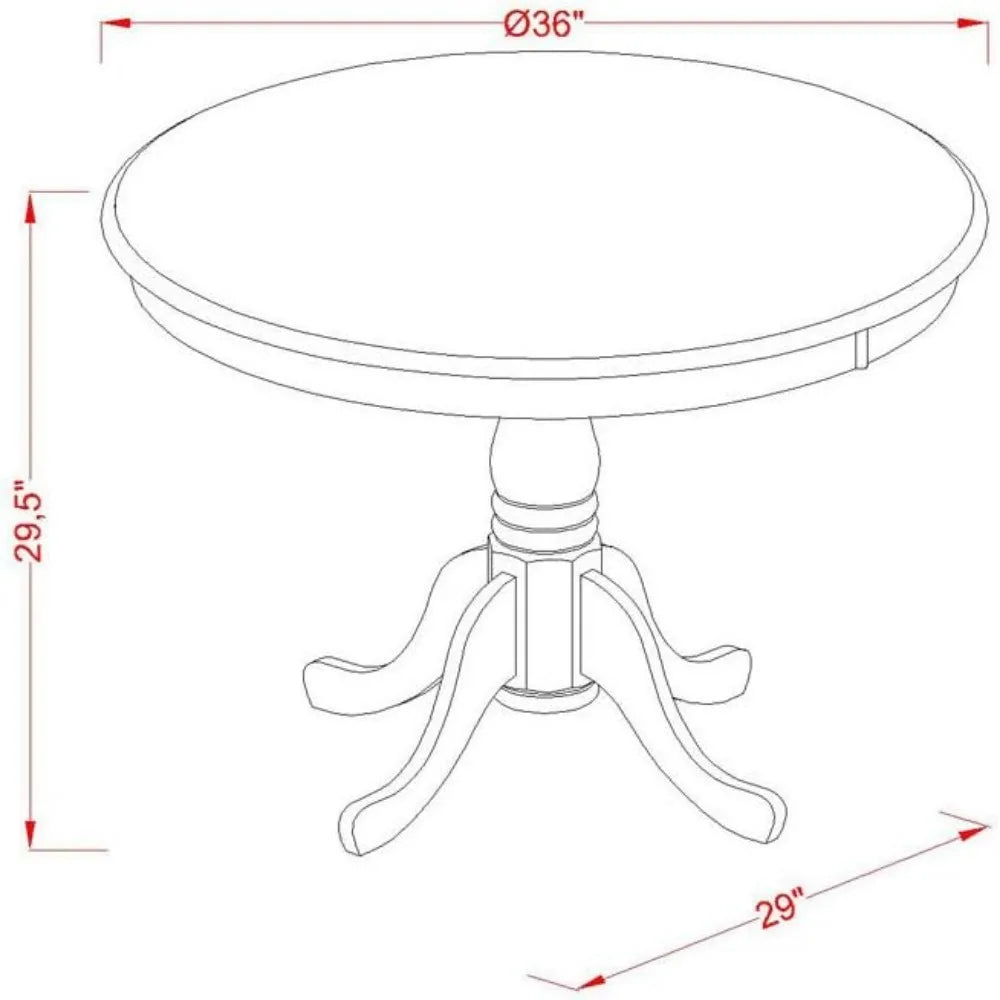 Dining Room Table Set 5 Piece Includes a Round Kitchen Table with Pedestal and 4 Linen Fabric Upholstered Dining Chairs