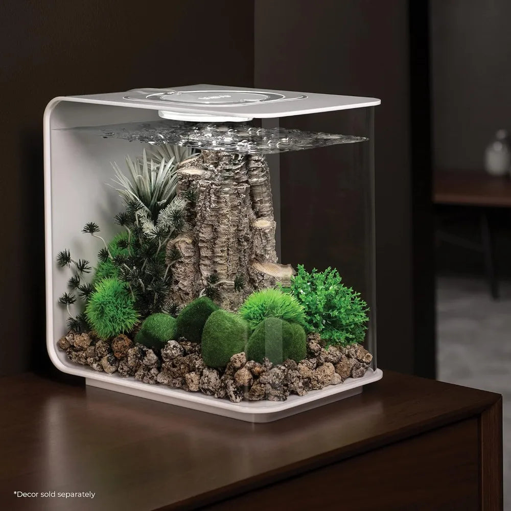 Acrylic Aquarium With White LED Light Modern Tank for Tabletop Display Fish Fishbowl Mini Aquatic Pet Supplies