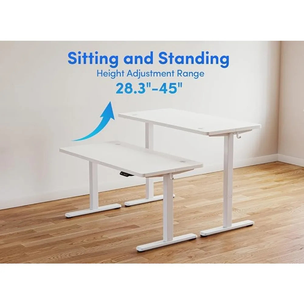 40'' Standing Desk, Electric Stand up Height Adjustable Home Office Table, Sit Stand Desk with Splice Board, White