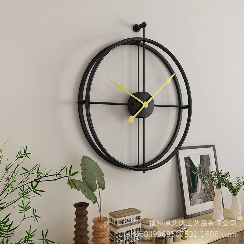 Large Wall Clock Double-walled Square Tube Iron Silent Home Watch Simple Design