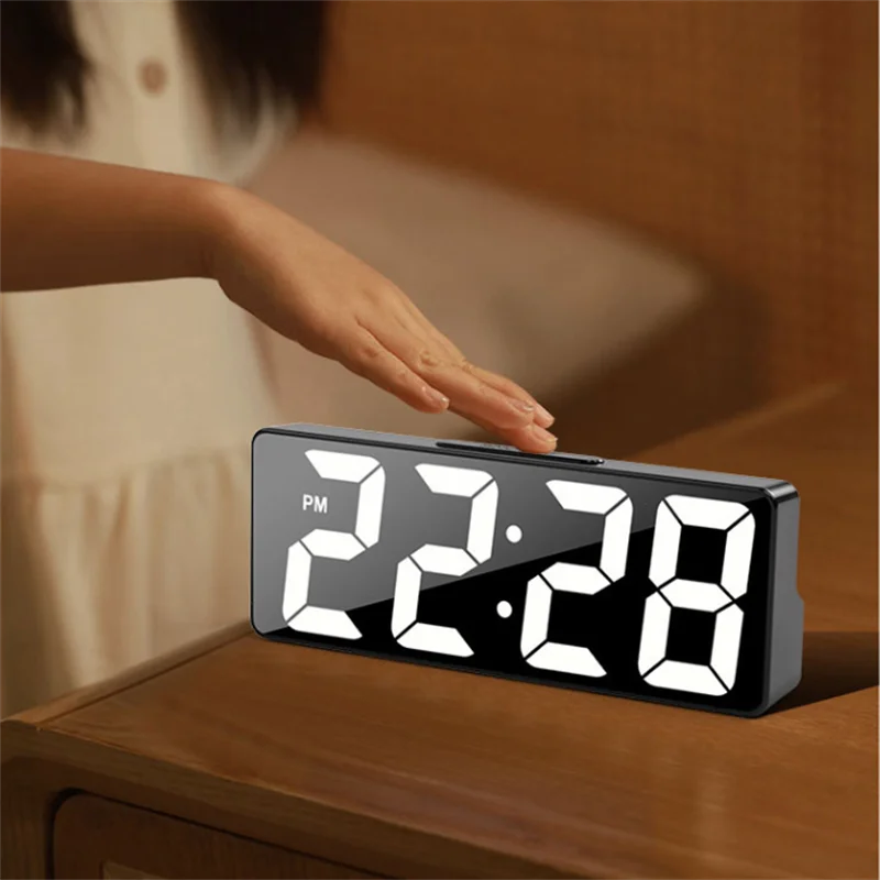 Latest Digital Clock LED Alarm Clock With Temperature Display Adjustable Brightness 12/24 Hours