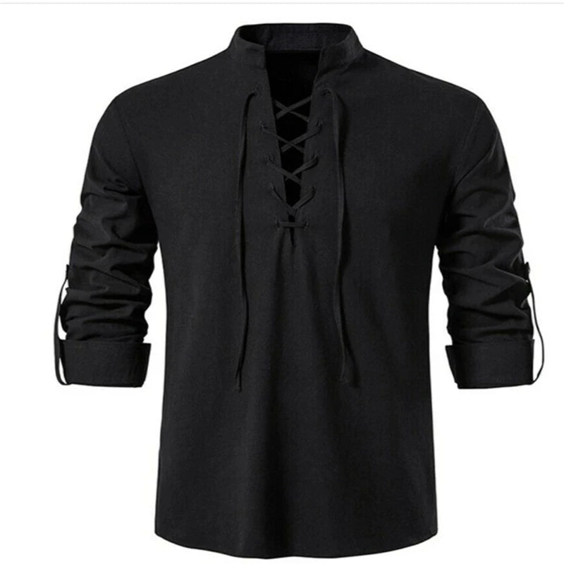 Men's V-neck  Casual wear-shirt Long Sleeve Top - theultimatemarketshop