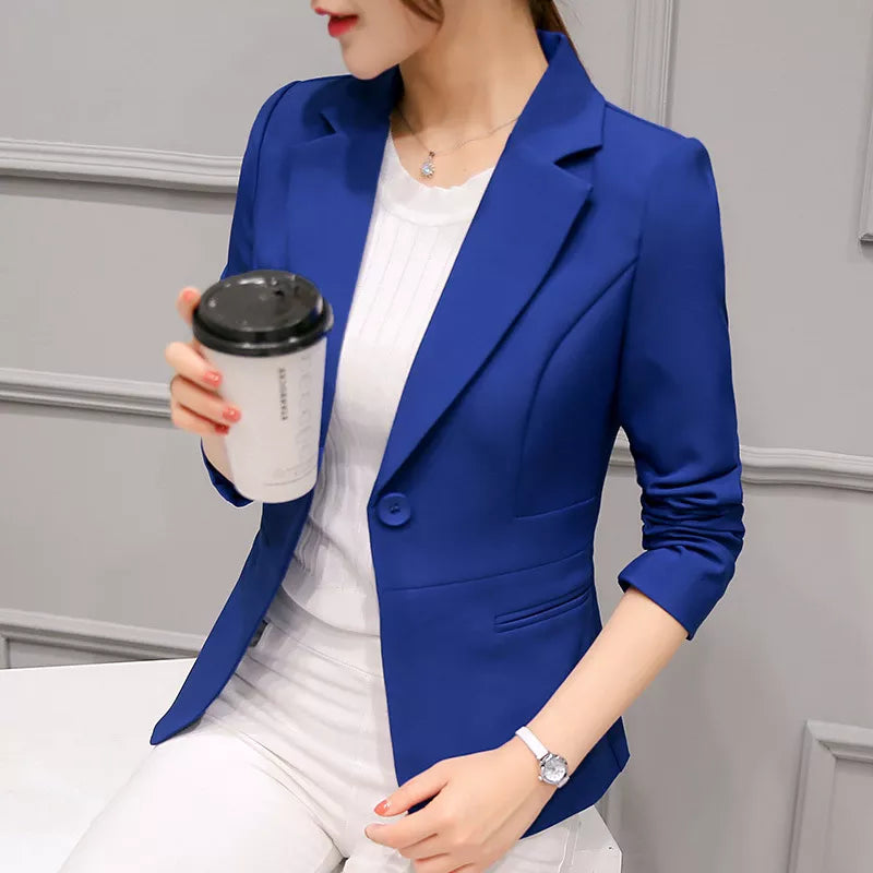 Women's Blazer Long Sleeve with Pockets Lady Jacket