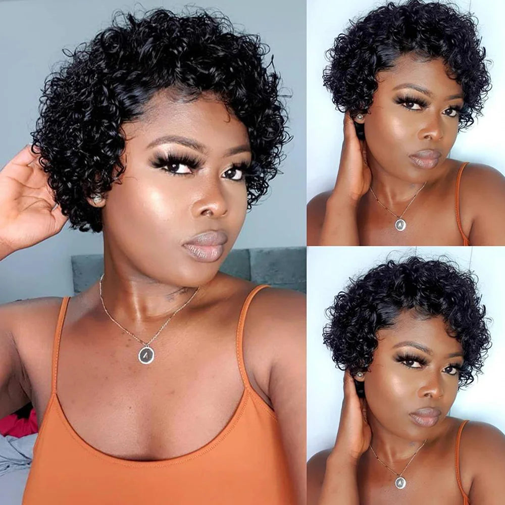 Pixie Cut Wig Human Hair Short Curly  For Black Women - theultimatemarketshop