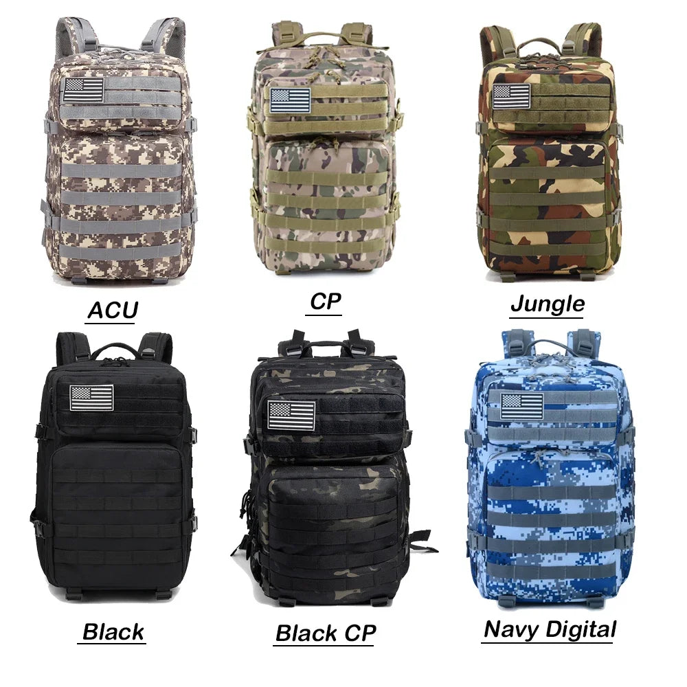 Outdoor Tactical Backpacks 45L Large Capacity Man Women 3 Days  Hiking Bags For Outdoor  Camping Backpack