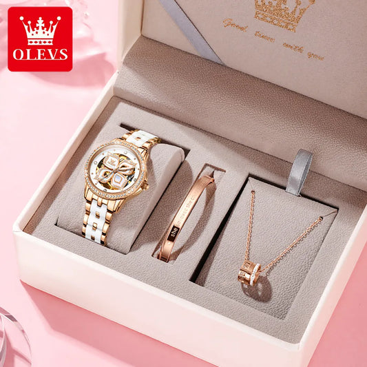 OLEVS Elegant Wristwatch Bracelet Necklace Gift Set - theultimatemarketshop