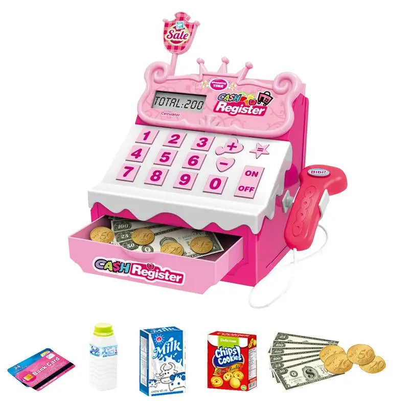 Electronic Children Pretend Play House Toys Simulation Supermarket Cash Register Game Toy Lighting And Sound Effects