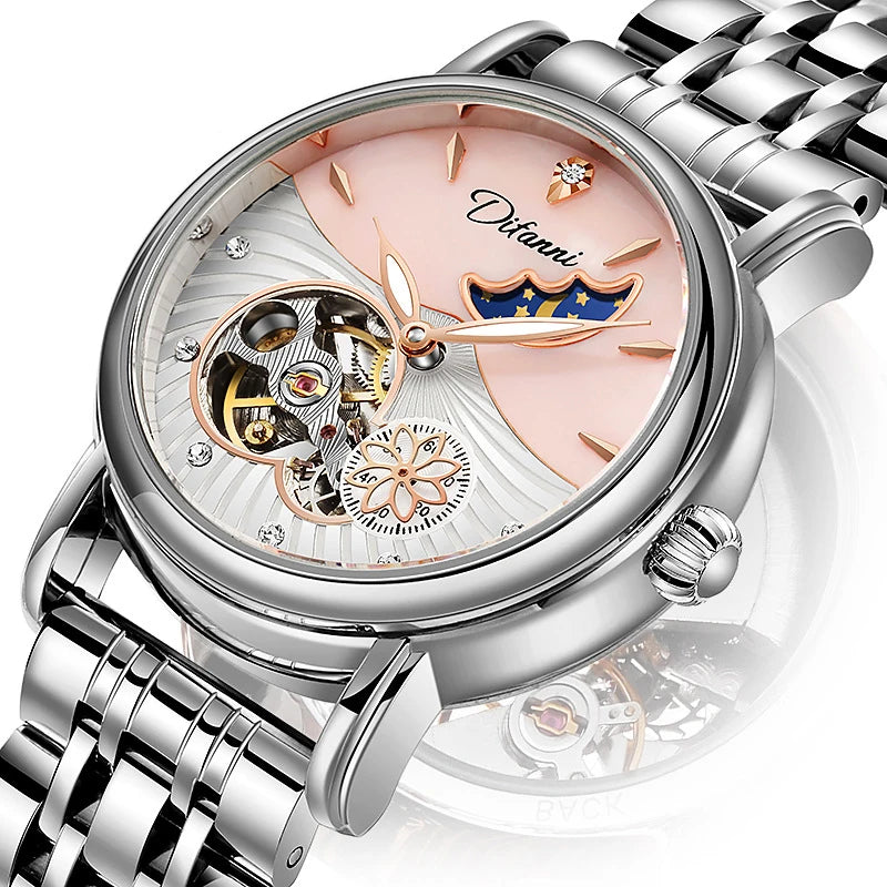 Rotatable Flowers Female Watch Women Top Brand Luxury Fashion Moon Phase Waterproof Automatic Mechanical Watches