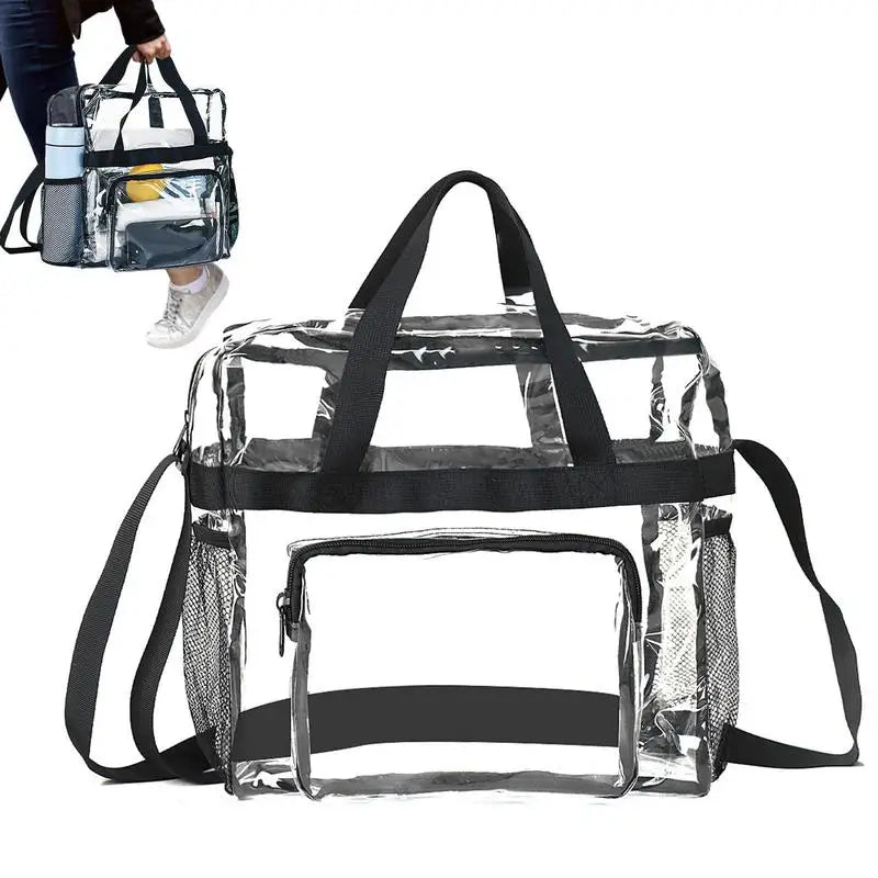 Portable PVC Transparent Shoulder Large Crossbody Bag Tote  for Women Clear Shopping Handbag