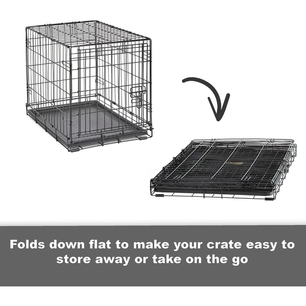 Double Door Dog Crate, Includes Leak-Proof Pan, - theultimatemarketshop