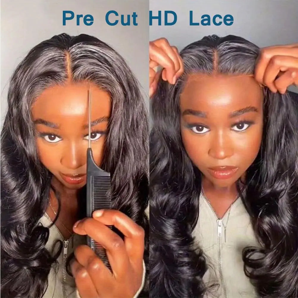 Glue less Wig Human Hair Ready To wear Pre Cut Pre Plucked 4x4 5x5 Body Wave Lace Closure  Brazilian Wig - theultimatemarketshop