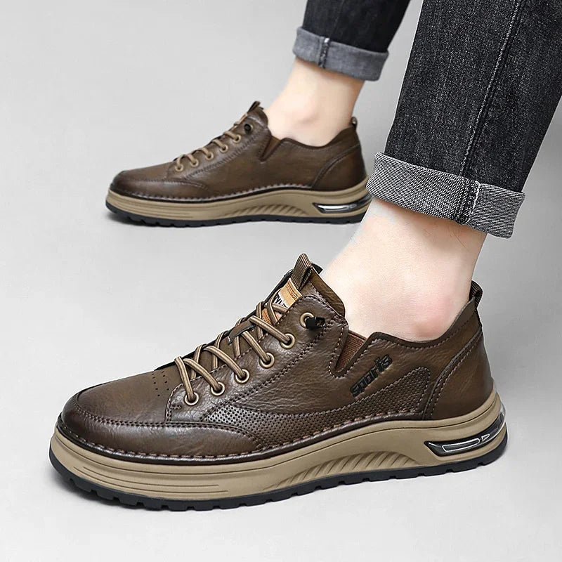 High Quality Genuine Leather  Casual Shoes Luxury Brand Men's  Sneakers Lace Up Oxford Comfort  Outdoor Jogging Shoes