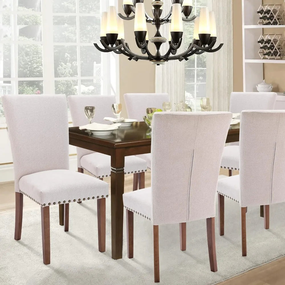 New Model Nail head Dining Chairs, Set of 4, Beige Dinning Table Chairs