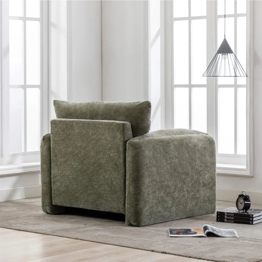 Chenille Oversized Armchair-Modern Accent Chair & Single Sofa Lounge 38.6'' Wide Green Rocking Chairs Living Room Furniture