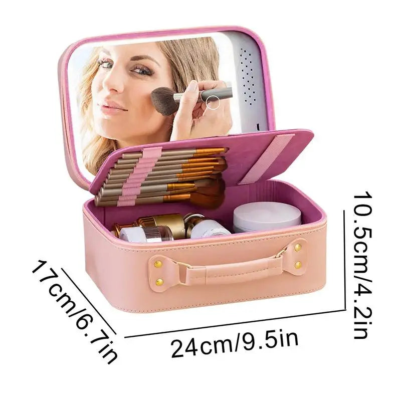 2024 New Lighted Cosmetic Case With Mirror LED Portable Cosmetic Bag Large-capacity Makeup Storage Box Waterproof