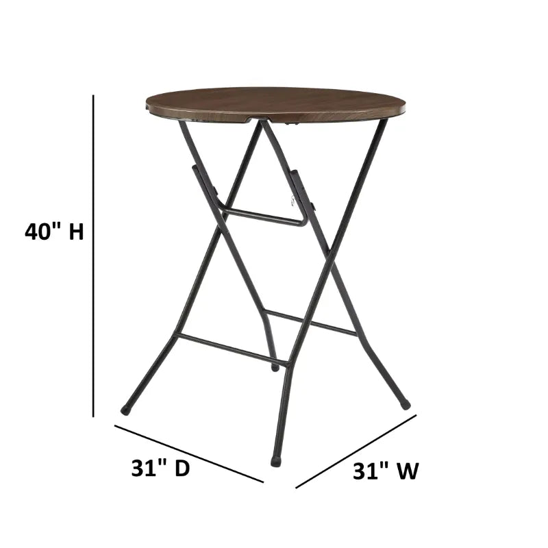 (2 pack) Mainstays 31" Round High-Top Folding Table, Walnut - theultimatemarketshop