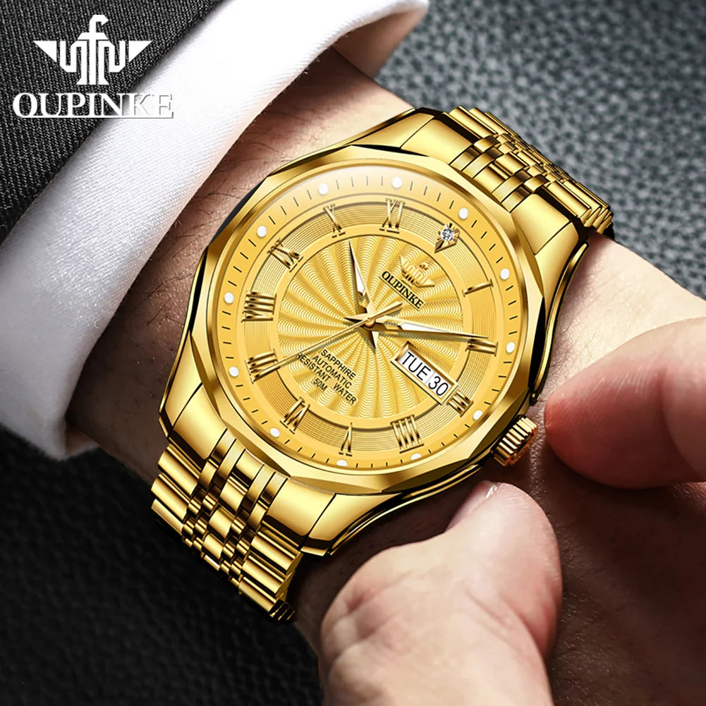 Real Diamonds Men's Watches Luxury TOP Brand Gold Watch Imported Automatic Mechanical Watch Men